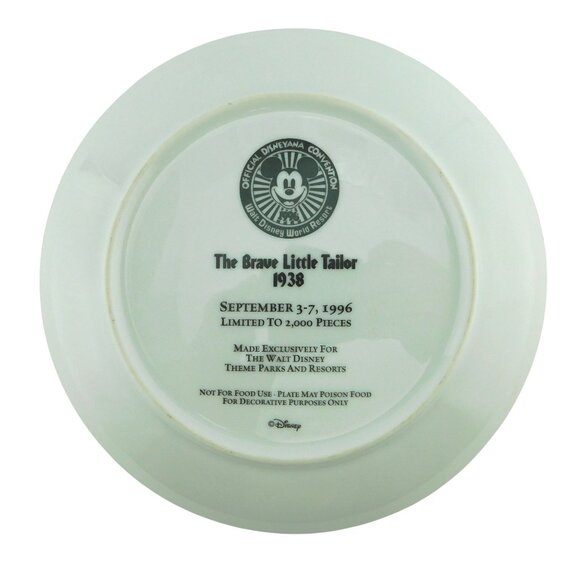 The Brave Little Tailor Limited Edition Disney Plate 1996 - Picture 2 of 3